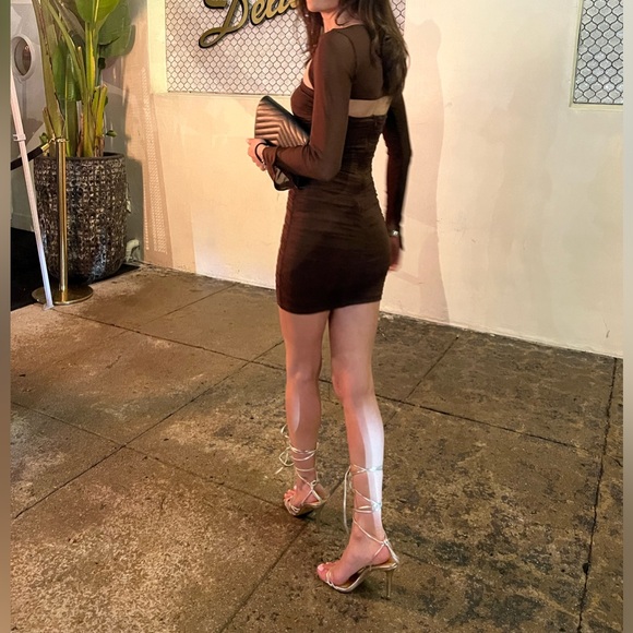 White Fox Boutique Chocolate Brown Been A Minute Mini Dress - Picture 8 of 8